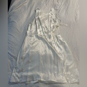 White Satin Open Back Dress Perfect for Wedding Activities/Bachelorette